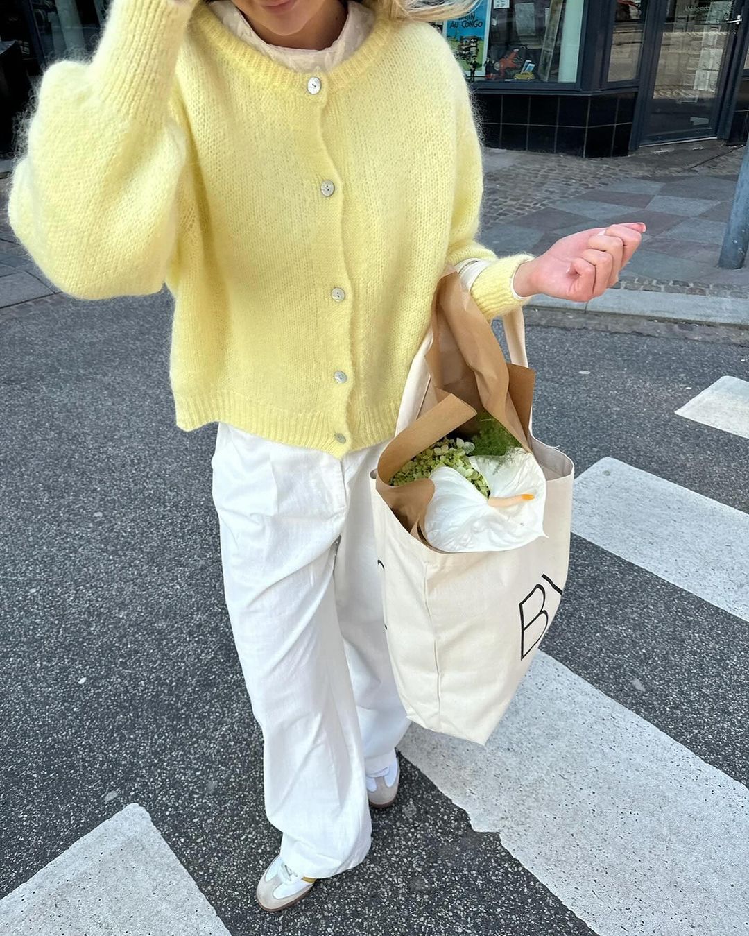 Loose Yellow Sweater Crew Neck Coat Knitted Top